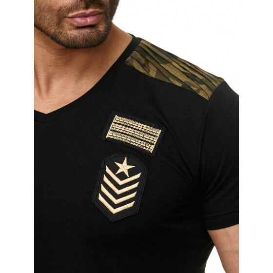 Red Bridge Mens Military V-Neck T-Shirt