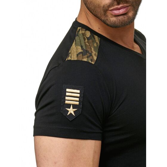 Red Bridge Mens Military V-Neck T-Shirt