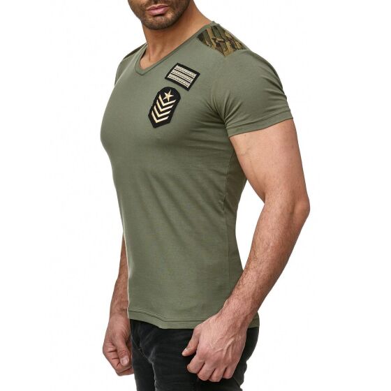 Red Bridge Mens Military V-Neck T-Shirt