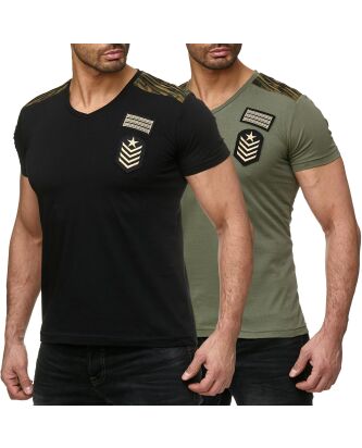 Red Bridge Herren T-Shirt V-Neck Military
