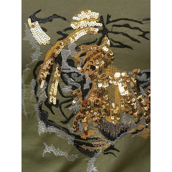 Red Bridge Mens Abstract Tiger T-Shirt with sequins