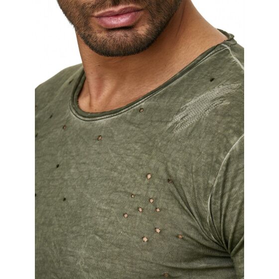 Red Bridge Herren T-Shirt Industry Oil Washed mit Löchern