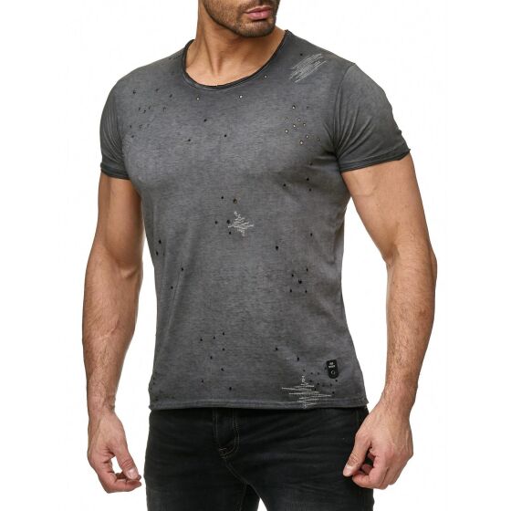 Red Bridge Herren T-Shirt Industry Oil Washed mit Löchern