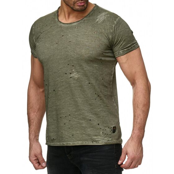 Red Bridge Herren T-Shirt Industry Oil Washed mit Löchern