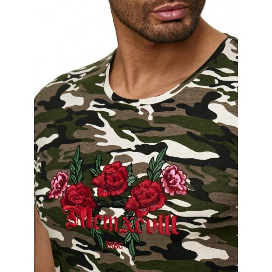 Red Bridge Mens Stitched Flowers Camouflage T-Shirt