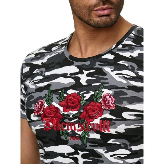 Red Bridge Mens Stitched Flowers Camouflage T-Shirt