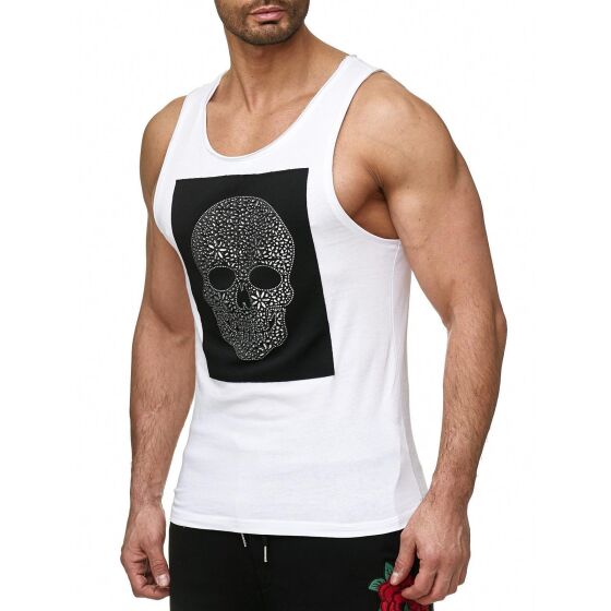 Red Bridge Mens Tank Top T-Shirt Luxury Skull 3D Print White XL