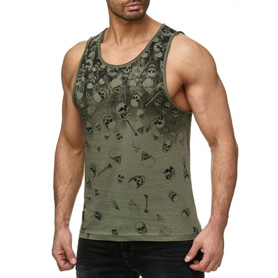 Red Bridge Herren Tank Top T-Shirt Gradient Skulls and Bones