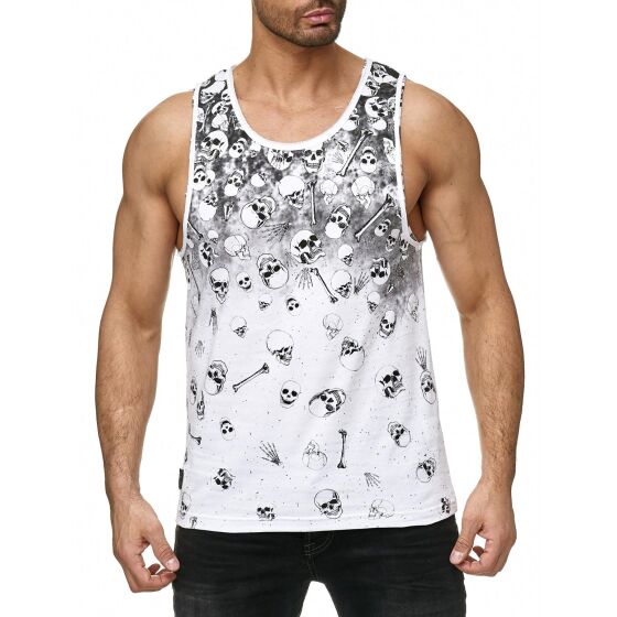 Red Bridge Herren Tank Top T-Shirt Gradient Skulls and Bones