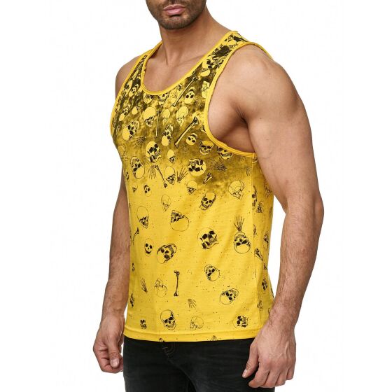 Red Bridge Mens Tank Top T-Shirt Gradient Skulls and Bones