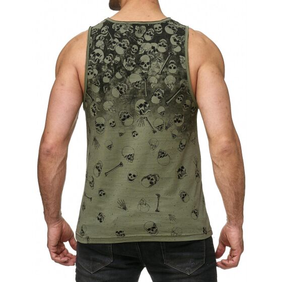 Red Bridge Mens Tank Top T-Shirt Gradient Skulls and Bones