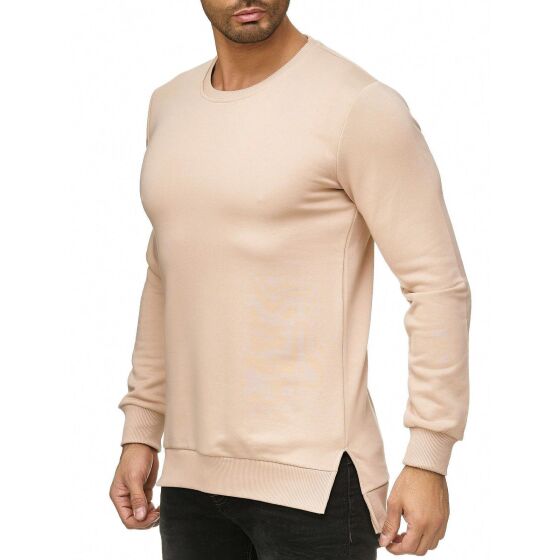 Red Bridge Herren Pullover Sweatshirt Longshirt Premium Basic Beige S