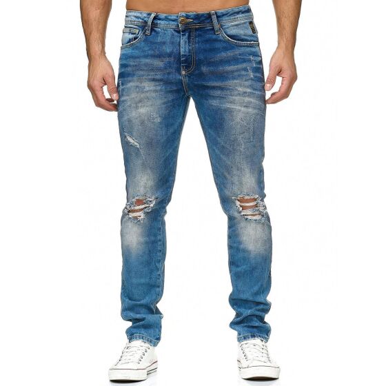 Red Bridge Herren Jeans Hose Destroyed Denim Blau