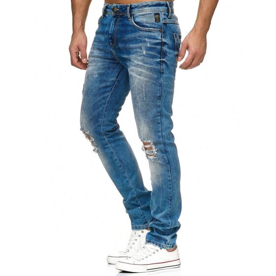 Red Bridge Mens Jeans Pants Destroyed Denim Blue