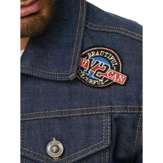 Red Bridge Mens Denim Jacket Denim Patches Blue