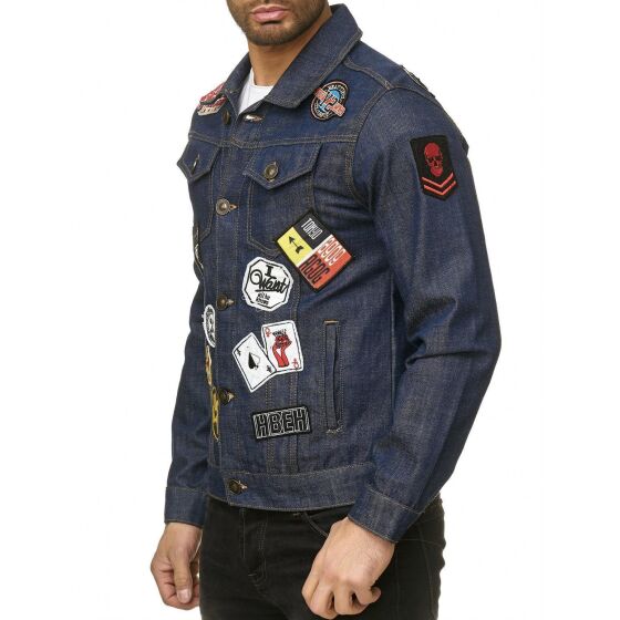 Red Bridge Mens Denim Jacket Denim Patches Blue