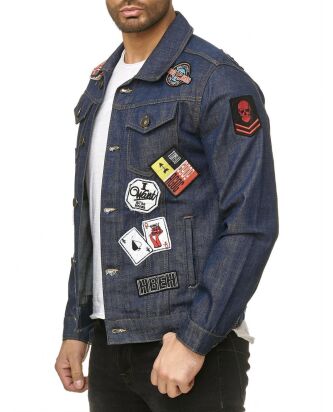 Red Bridge Herren Jeansjacke Jacke Denim Patches Blau