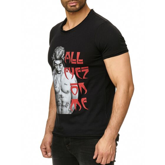 Red Bridge Herren T-Shirt 2Pac All Eyez On Me mit Strasssteinen