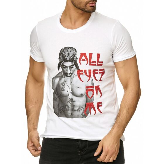 Red Bridge Herren T-Shirt 2Pac All Eyez On Me mit Strasssteinen