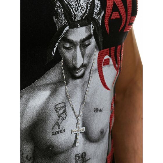 Red Bridge Mens 2Pac All Eyez On Me T-Shirt with Rhinestones