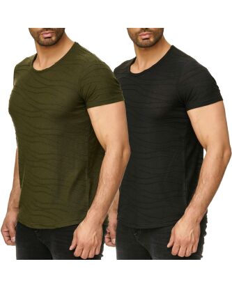 Red Bridge Herren T-Shirt The Wave Ton in Ton Wellenstruktur