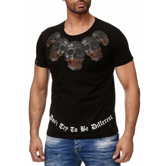 Red Bridge Mens T-Shirt Dont Try To Be Different Skulls Black S