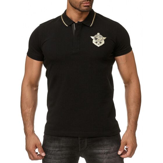 Red Bridge Mens Polo Shirt Eagle Globe and Anchor Zip