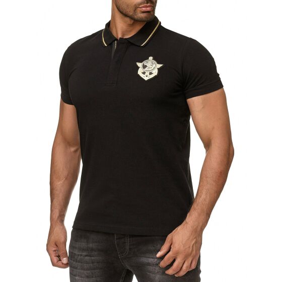 Red Bridge Mens Polo Shirt Eagle Globe and Anchor Zip