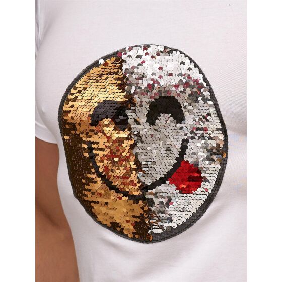 Red Bridge Herren Wende-Pailletten T-Shirt Emoji changierend glänzend manuell veränderbar