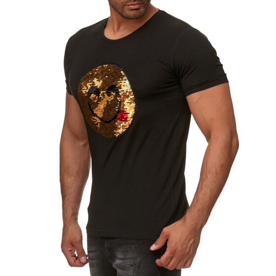 Red Bridge Herren Wende-Pailletten T-Shirt Emoji changierend glänzend manuell veränderbar