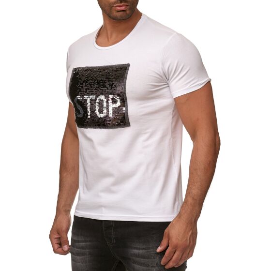 Red Bridge Herren Wende-Pailletten T-Shirt Stop & Go changierend glänzend manuell veränderbar