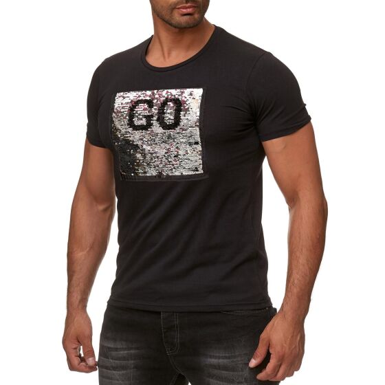 Red Bridge Herren Wende-Pailletten T-Shirt Stop & Go changierend glänzend manuell veränderbar