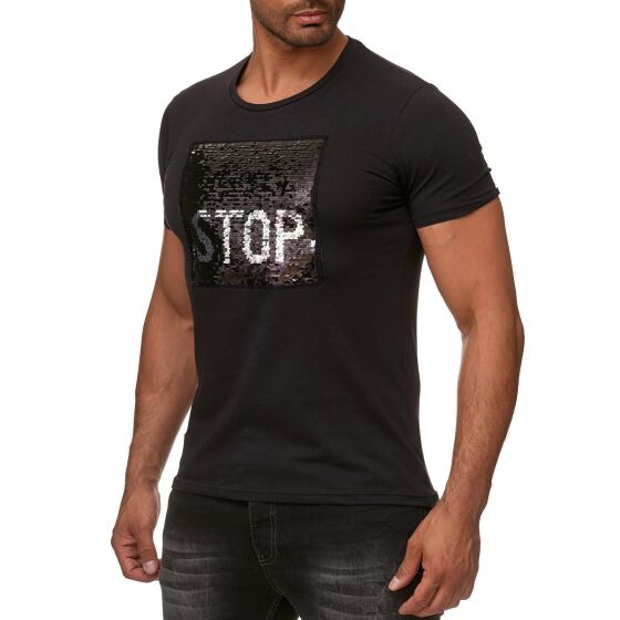 Red Bridge Herren Wende-Pailletten T-Shirt Stop & Go changierend glänzend manuell veränderbar