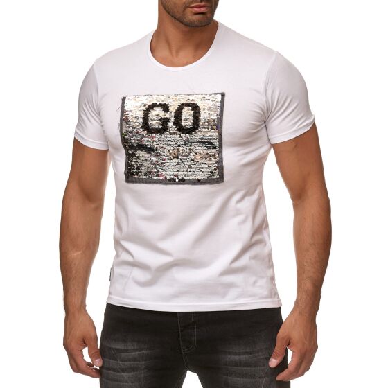 Red Bridge Herren Wende-Pailletten T-Shirt Stop & Go changierend glänzend manuell veränderbar