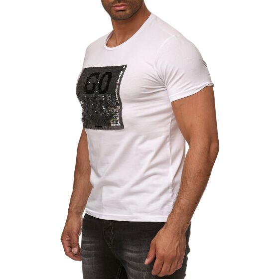 Red Bridge Herren Wende-Pailletten T-Shirt Stop & Go changierend glänzend manuell veränderbar