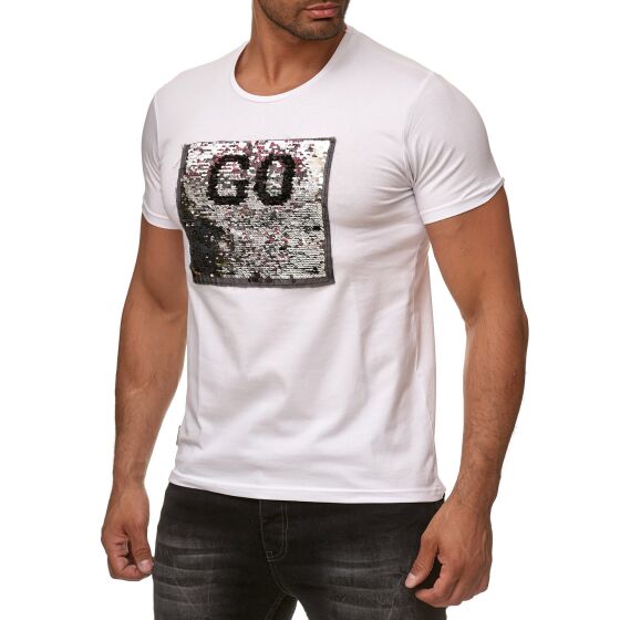 Red Bridge Herren Wende-Pailletten T-Shirt Stop & Go changierend glänzend manuell veränderbar