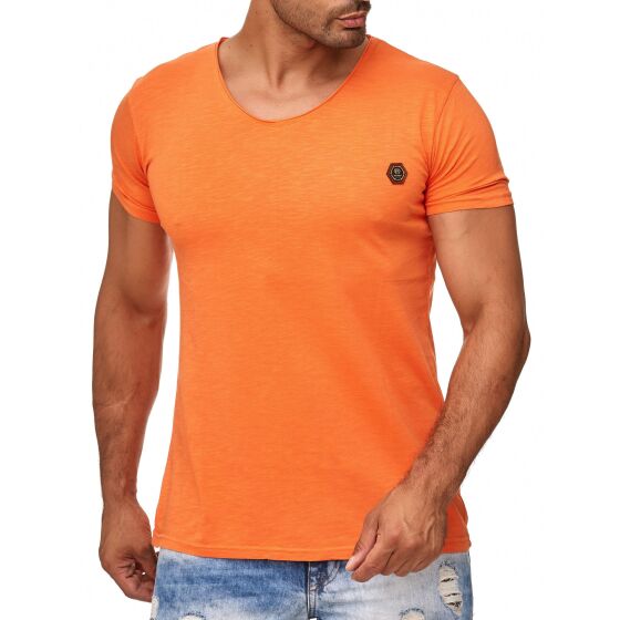 Red Bridge Mens Orange V-Neck T-Shirt