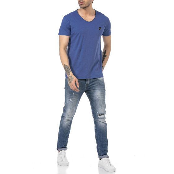 Red Bridge Herren V-Neck T-Shirt Saxeblau