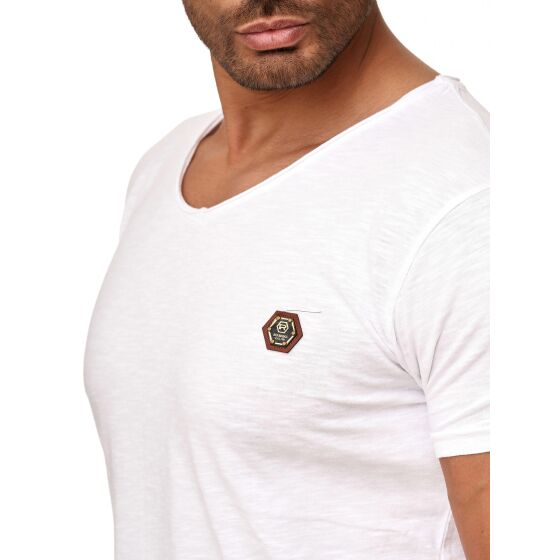 Red Bridge Mens V-Neck T-Shirt White