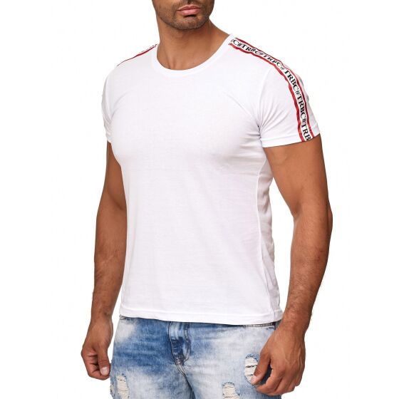Red Bridge Herren T-Shirt TRBC Line Slim Fit Round Neck Weiß L