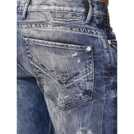 Red Bridge Mens Jeans Trousers Destroyed Denim Skinny Jeans Regular Fit Used Blue