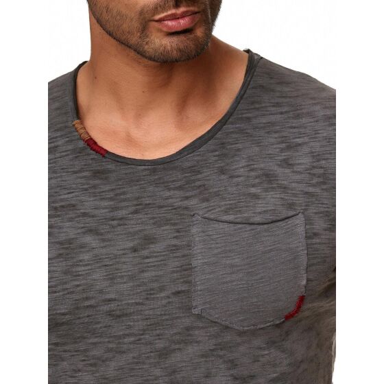 Red Bridge Herren T-Shirt Thread Detail mit Brusttasche Anthrazit