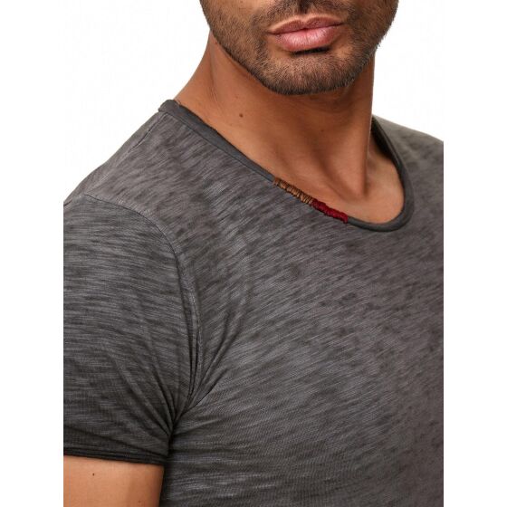 Red Bridge Mens Thread Detail T-Shirt with Chest Pocket Anthracite