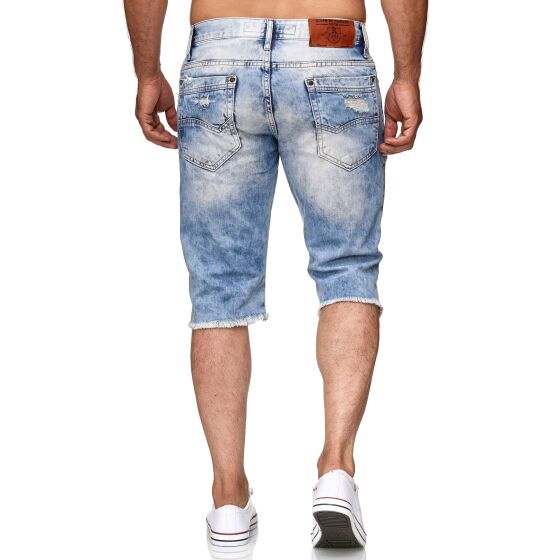 Red Bridge Herren Jeans Short Kurze Hose 3/4 Destroyed Denim Hellblau