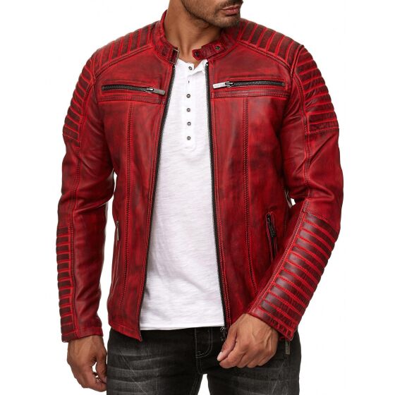 Red Bridge Herren Lederjacke Echtleder Bikerjacke