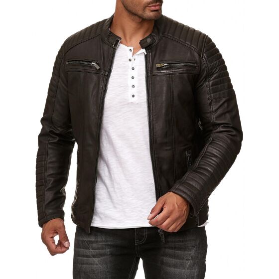 Red Bridge Herren Lederjacke Echtleder Bikerjacke