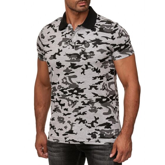 Red Bridge Mens Polo Shirt Camouflage T-Shirt Metal Patch