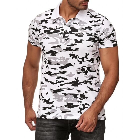 Red Bridge Mens Polo Shirt Camouflage T-Shirt Metal Patch