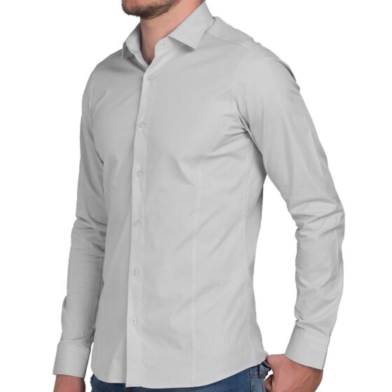 Red Bridge Herren Basic Design Slim Fit Langarm Hemd Grau