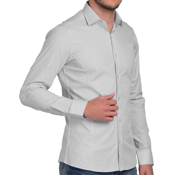 Red Bridge Mens Basic Design Slim Fit Long Sleeve Shirt Grey